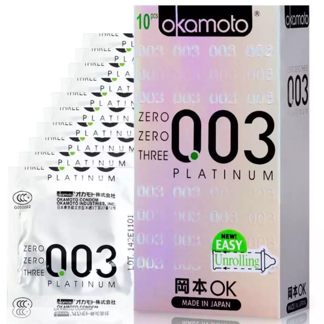 Bao Cao Su Siêu Mỏng 003mm - Okamoto Platinum Nhật Bản